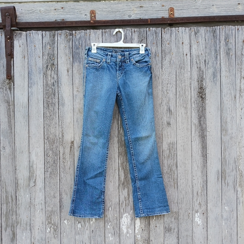 Silver Suki Flap 17” Womens Sz 26‎ Low Rise Stretch Thick Stitch Bootcut Jeans